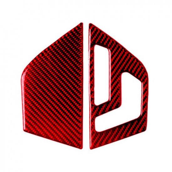 Red ABS Carbon Fiber Seat Console Button Cover Fit For Mercedes-Benz Class W204