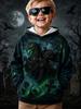 2026 Halloween Bluza z kapturem dla chłopców z grafiką czaszki 3D Pulower Długi rękaw Wiosenna Odzież sportowa Moda Streetwear Dzieci 4-7 lat Z kapturem Codzienna
