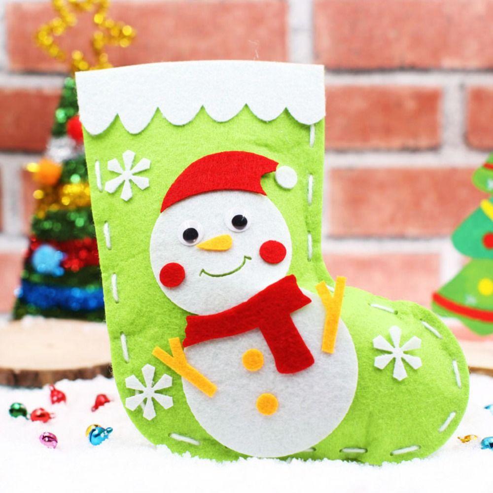 

Snowman DIY Christmas Stocking Non-woven Fabric Portable Elk Xmas Bag Toddlers G