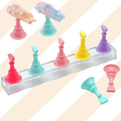 Magnetic Neon Color Nail Art Practice Base Nail Tips Holder Set for Press-on Nails Display Salon and Home Use
