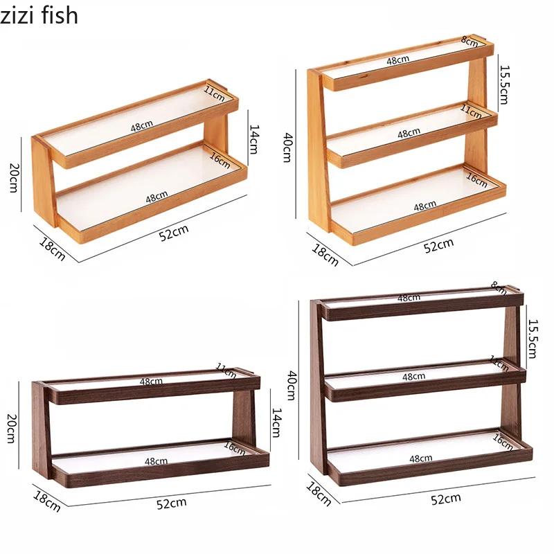 Multi Layer Storage Rack Wooden Acrylic Storage Tray Cup Storage Shelf Display Rack Decorative Rack Kitchen Storages Container