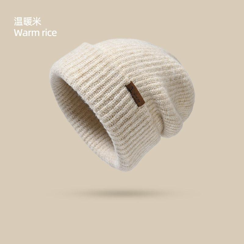 Japanese wool hat women's autumn and winter big head circumference 2025 new ear protection knitted hat warm pile cold hat shows small face