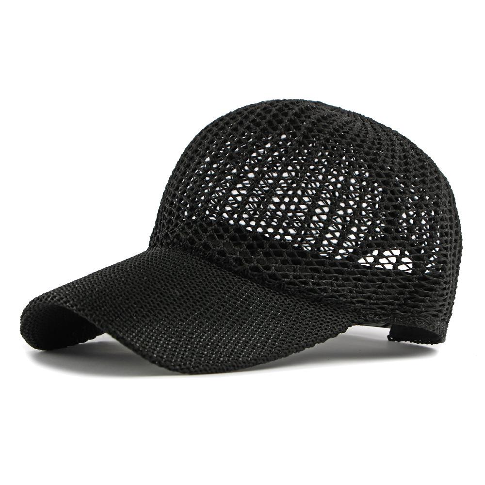 

Summer Knitted Hollow Mesh Baseball Cap Women s Outdoor Sunscreen Hat Beach Cap чёрный