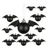 Black Winged Bat Ornament for Halloween Tree Decoration, Round Hanging Pendant for Wreath Styling and Party Tabletop