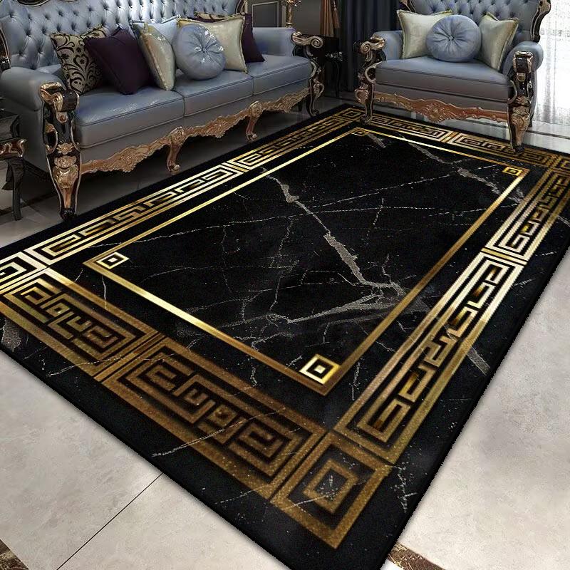 Light Luxury Black Gold Carpets for Living Room Non-slip kitchen floor carpet Modern Large Area Rugs Lounge Rug Washable Mat