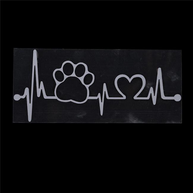 Zwarte Autosticker Dierlijke Pootafdrukken Elektrocardiogram Sticker