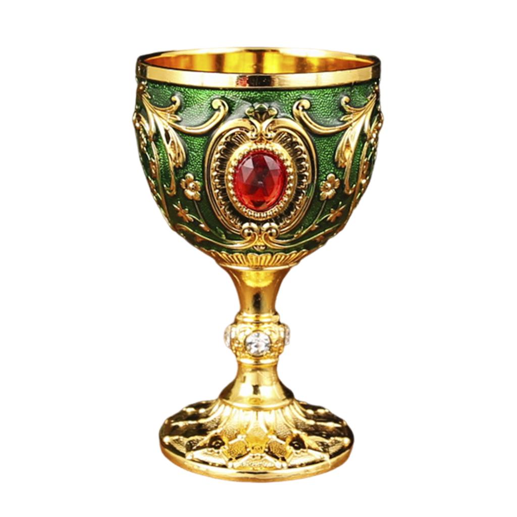 30ML Royal Vintage Alloy Wine Goblet Chalice Metal Embossed Durable Cup Elegant European Style for Party Home Decor Gift