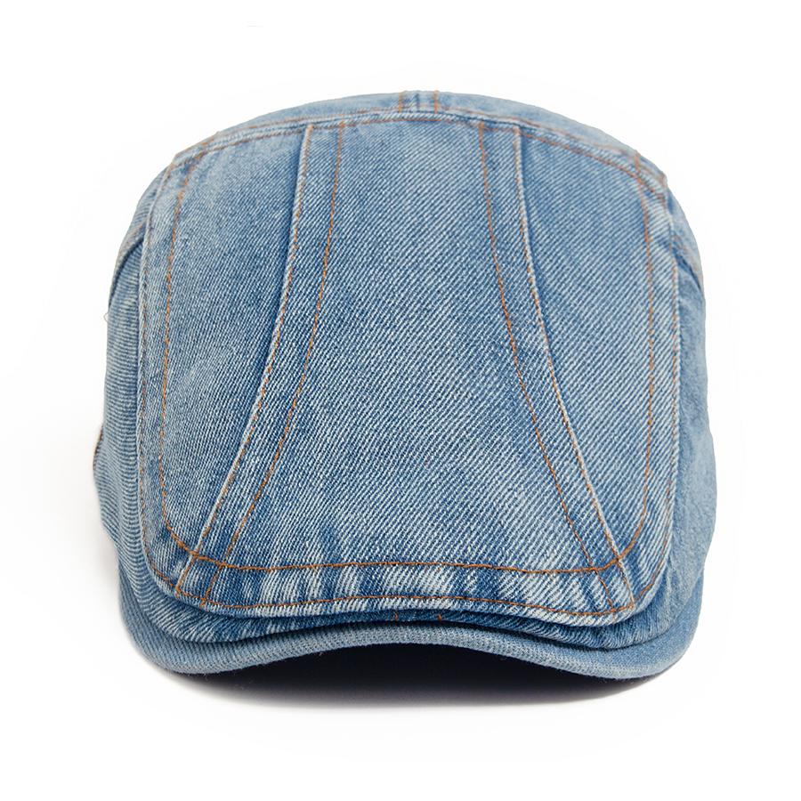 Women's Beret Denim Vintage sboy Cap For Men Summer Solid Washed Flat Caps Casual Female Visor Hat Unisex Adjustable