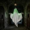 Halloween Glowing Hanging Decoration with Green Light and Multiple Expressions, Outdoor Yard Decor for Garden Amusement