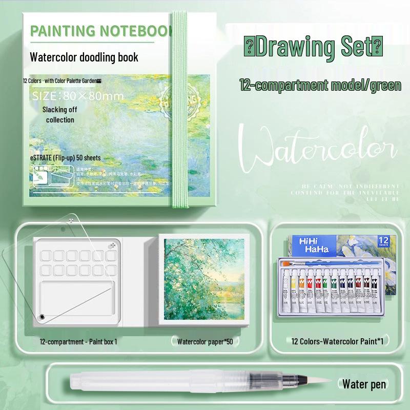 Moyu Watercolor & Acrylic Travel Sketching Set: Portable Palette, Drawing Board, and Book for Painting and Sketching.