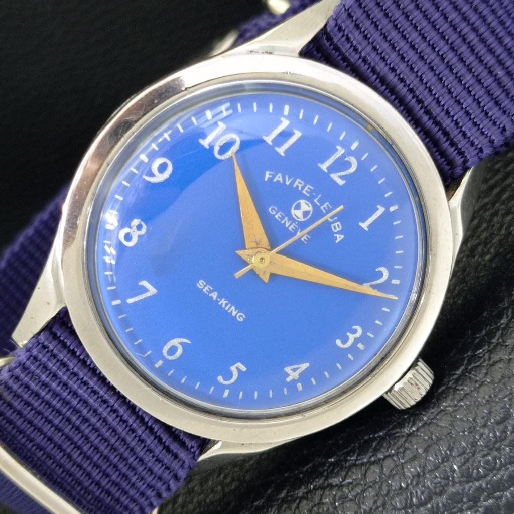 

ВИНТАЖНЫЕ ШВЕЙЦАРСКИЕ МУЖСКИЕ ЧАСЫ С РУЧНЫМ ЗАВОДОМ FAVRE LEUBA SEA CHIEF 101 СИНИЕ a702043-5 R208-a702043