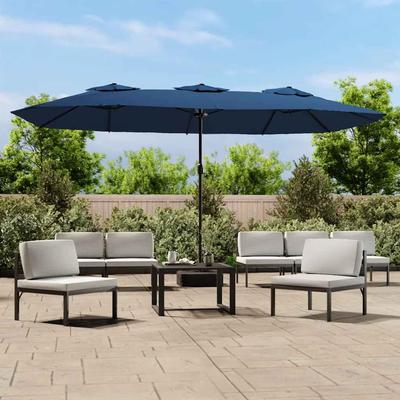 Vidaxl Double Garden Umbrella With LED, Blue, 449X245 Cm