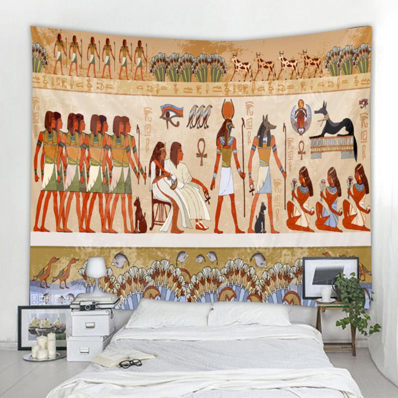 Bohemian Wall Tapestry Curtain Living Room Bedroom Tapestry Egyptian Pharaoh Palace Mythology Decorative Tapestry
