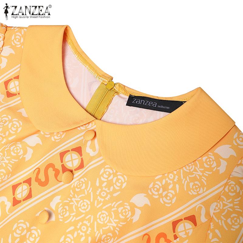 ZANZEA Women Summer Print Casual Short Sleeve Dress