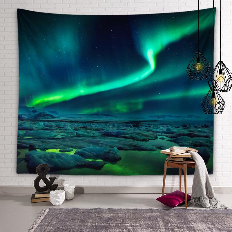 Snow Mountain Aurora Tapestry Galaxy Star Wall Art Decoration Dormitory Room Aesthetics Living Room Bedroom Home Decoration