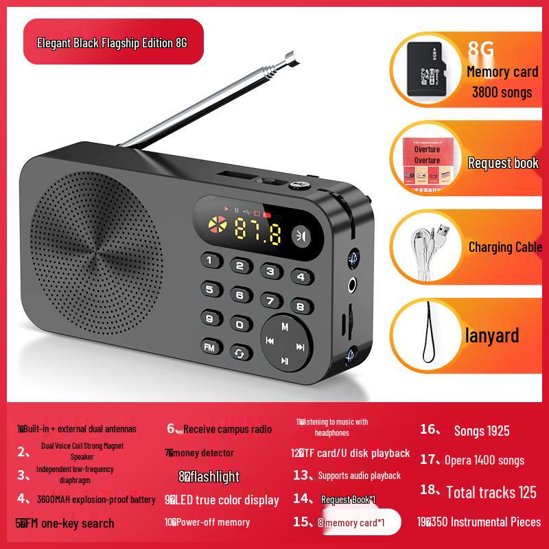 Keling Portable Rechargeable FM Radio & Music Player with Storytelling & Opera Functions