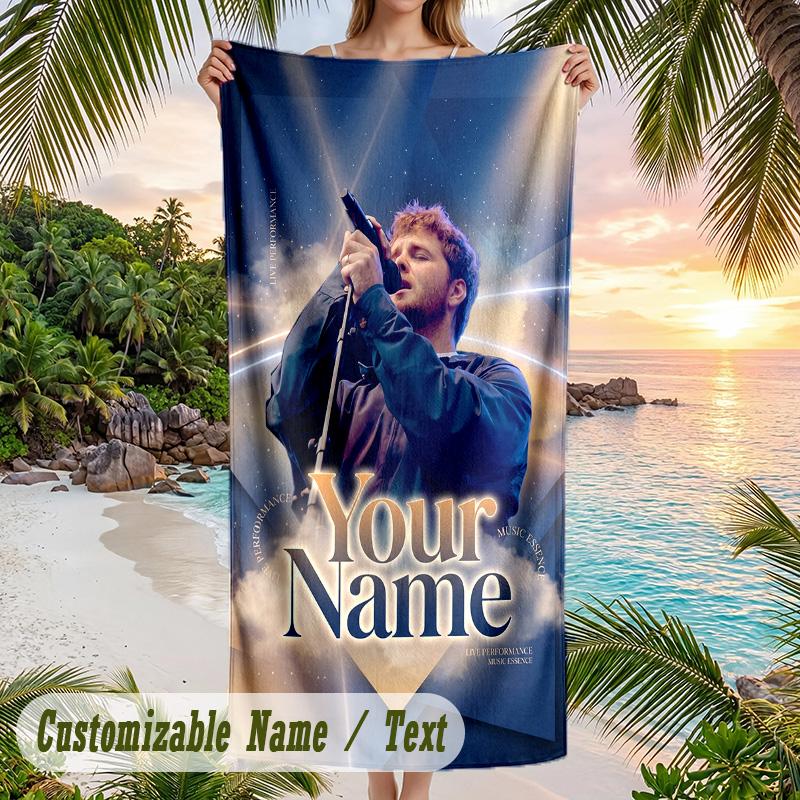 Alex Warren Beach Towel, Personalized Custom Name Text, Quick Dry Large Absorbent Towel For Beach Pool