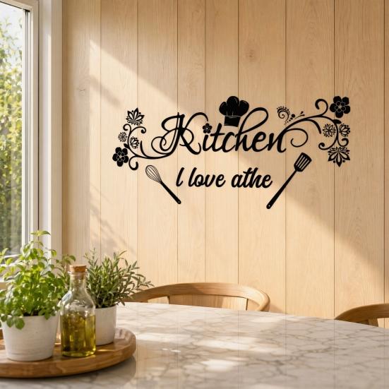Buchstaben Kochmützen Design Fensteraufkleber, Wasserdicht Feuchtigkeitsbeständig Ölbeständig Glasaufkleber für Wohnzimmer Schlafzimmer Eingangsbereich Heimdekoration