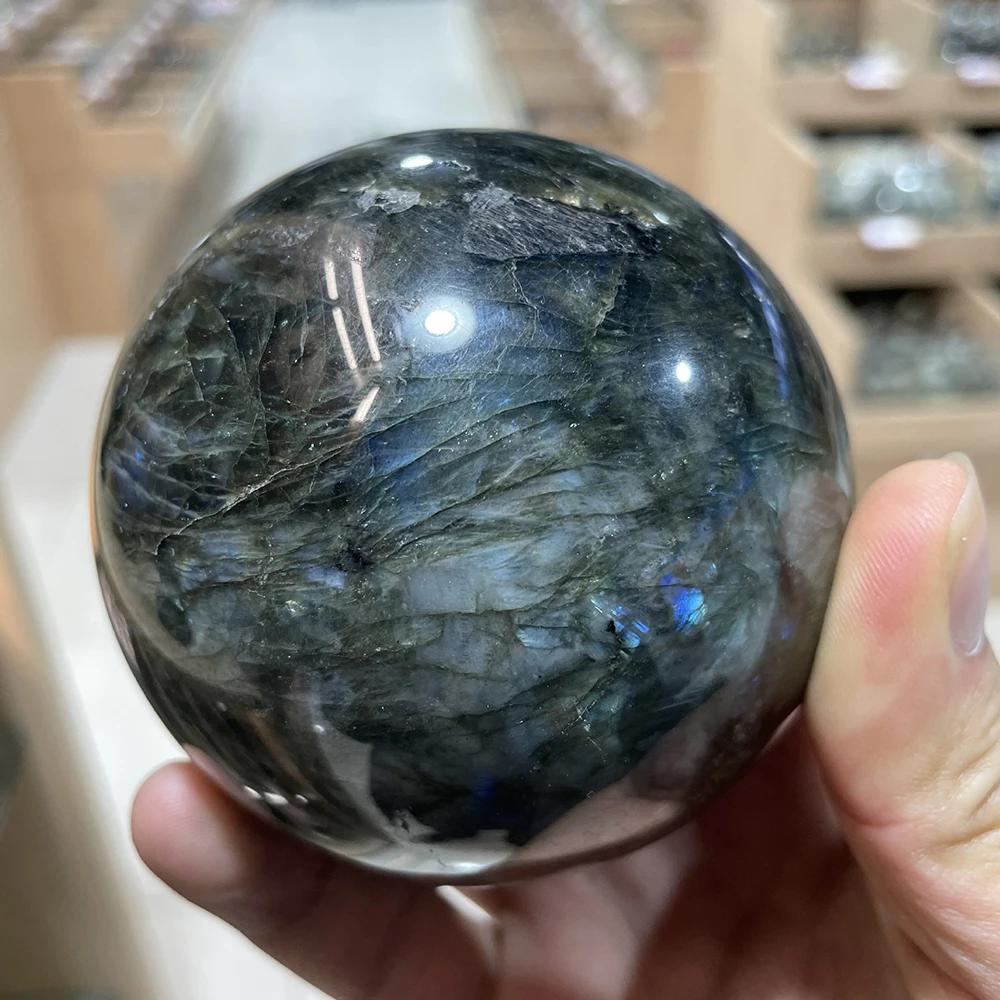 Natural Crystals Labradorite Ball Quartz Massage Polished Reiki Healing Exquisite Room Decor Moonstone Ore Souvenirs Sphere Ball