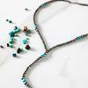 Versatile Sweater Chain, Western Denim Turquoise Stitching Geometric Navajo Pearl Long Necklace