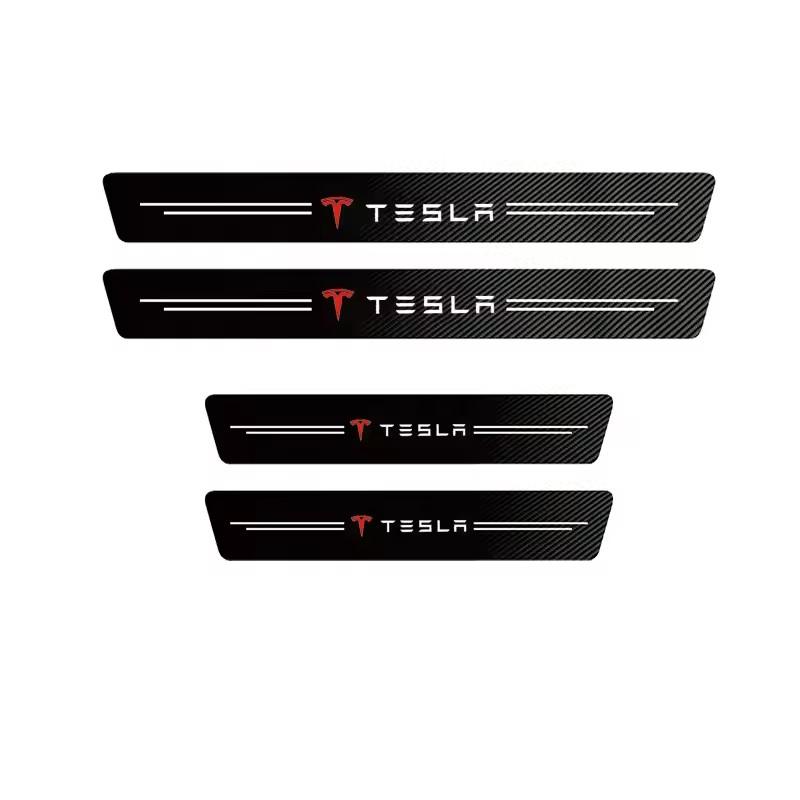 1/4/5 Stück Kohlefaser Auto Türschwellenschutz Aufkleber Auto Zubehör Für Tesla Model Cybertruck Juguete Roadster Coil Bonina