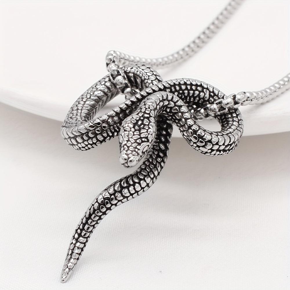New European and American Retro Domineering Necklace Punk Style Winding Snake Men's Necklace Pendant