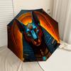 1PC Egyptian deity, Anubis Umbrella-8-Rib Reinforced, Automatic Open, Lightweight & Durable, Cute Fashion Accessory for Outdoor, Beach or Casual Use,