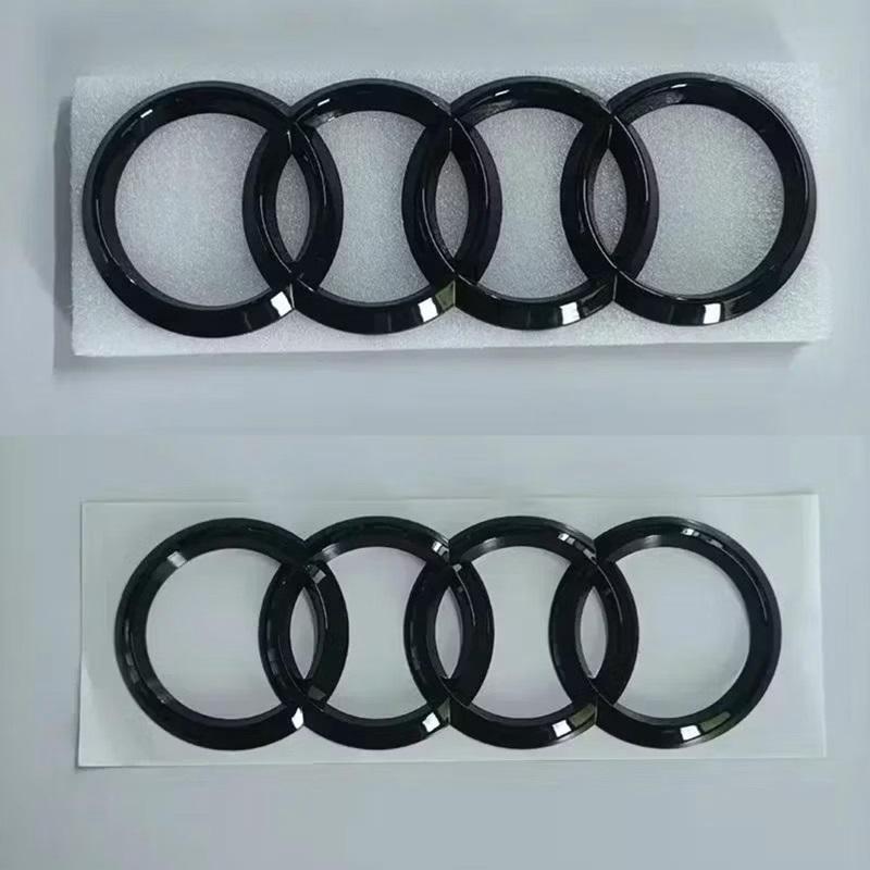 203a 4-Ring logo ABS Silver/Black Car Hood Front Bonnet Grill Rear Trunk Emblem Badge Sticker For A3 A4 A5 A6 A7 Q2 Q3 Q5 Q8 TTa203
