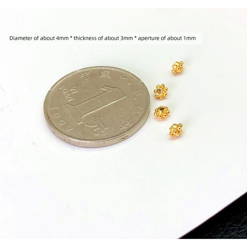 

925 Sterling Plated 24 Gold Mini Small Beads Spacer Bracelet Carrying Strap Necklace Wenwan Bracelet Handmade Accessories No. 1 diameter 4mm/1 piece
