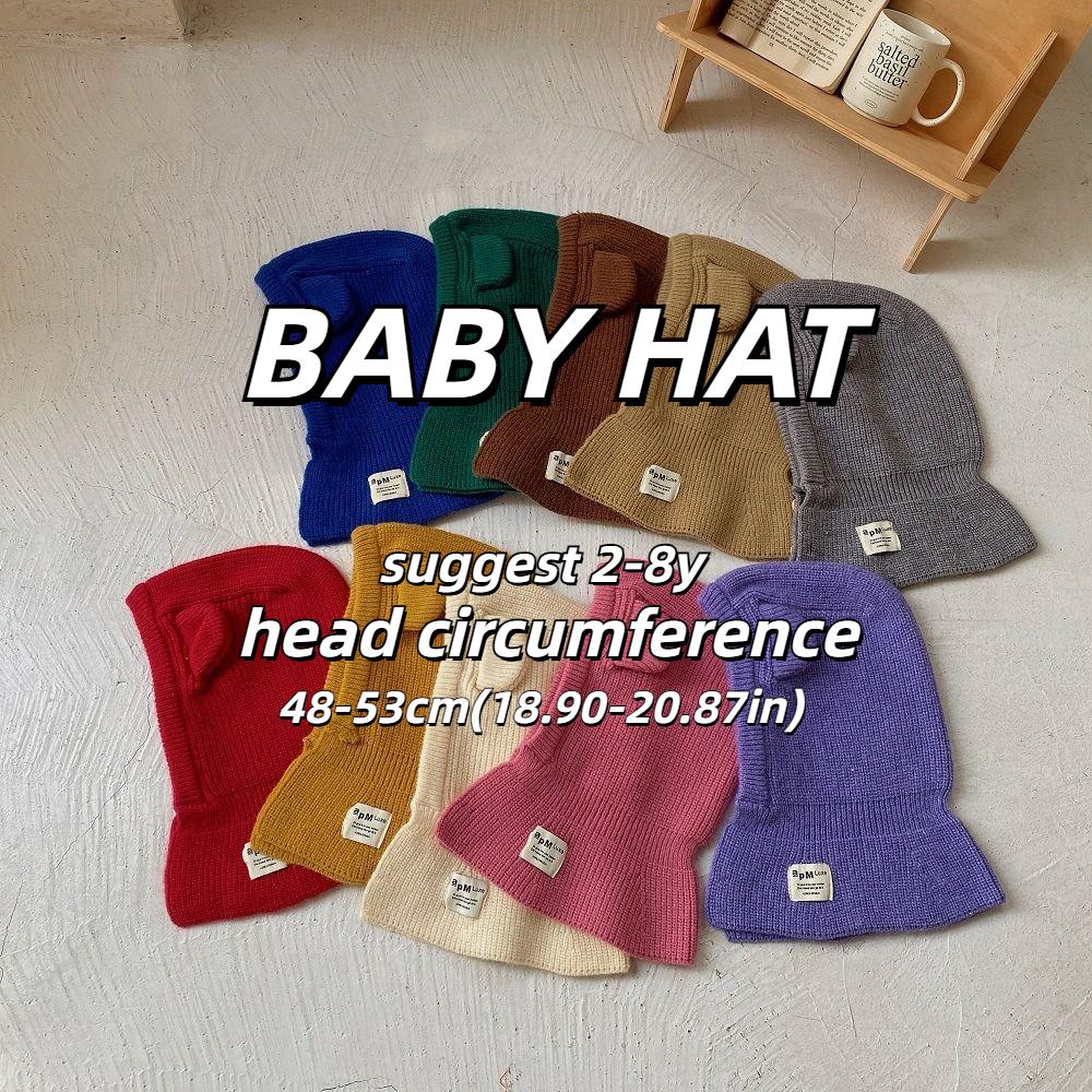 Soft Warm Bear Ear Knit Hats Boys Girls One Piece Scarf Cap Lovely Baby Hooded Hat Toddler