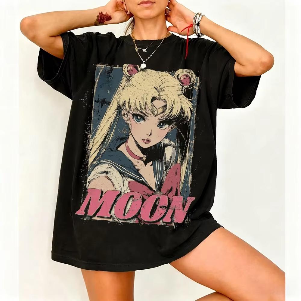 Sailor Moon Retro 90s Anime Graphic T Shirt 2026 Summer Unisexs Clothing Women Tee Streetwear Casual Trend Couple Hip Hop Top