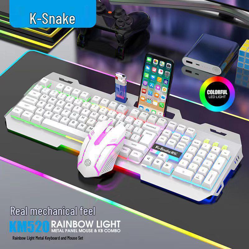 Viper KM520 Luminous Metal USB Wired Keyboard and Mouse Set for Desktop Computers