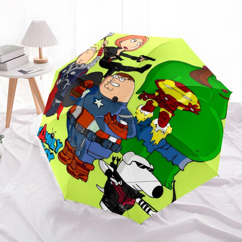 Family Guy Cartoon pattern, automatic folding umbrella, portable and foldable design, 8 ribs, a Christmas or birthday gift.