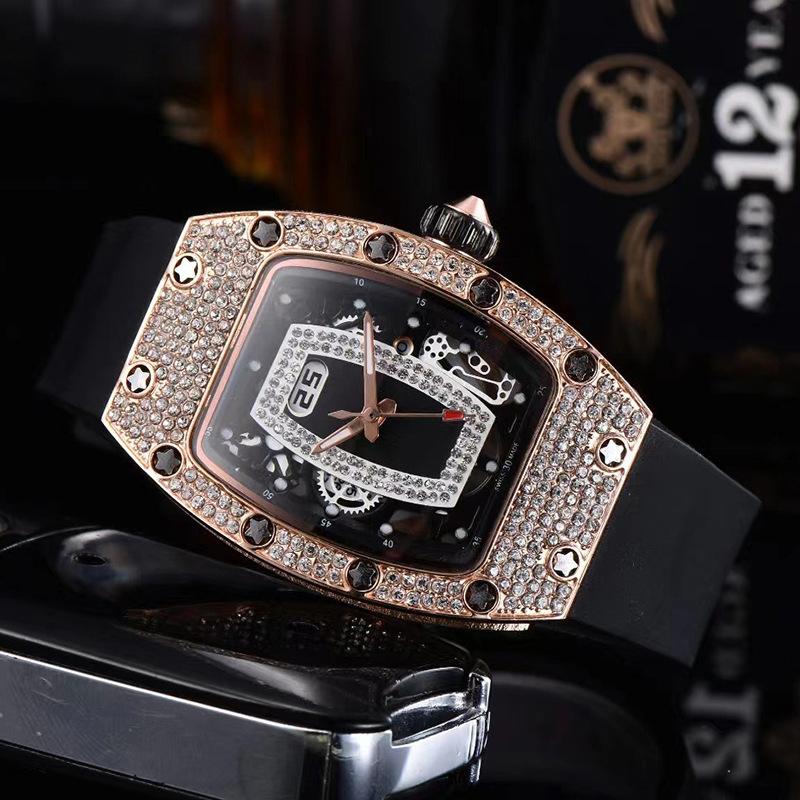 Manufacturer's Spot Supply, Business Fashion Diamond-set, Women's Quartz Watch Red Lip Wine Barrel-shaped Watch