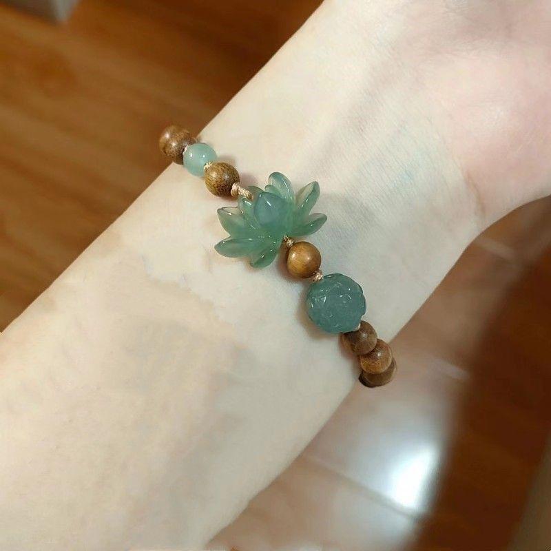 

Складной Темперамент Женский Ремень для переноски Дзен Китайский стиль Ремесла Лотос Youheng Green Lotus Beaded Bracelet