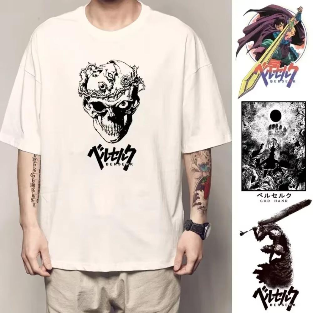 Berserk T Shirts Guts Funny T Shirt Men Cool Manga Graphic T Shirt Japanese Anime Women 100%Cotton Harajuku Hip Hop Tee Y2k Tops