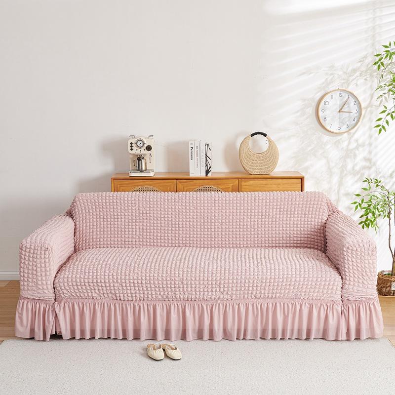 New Style Sofa Cover Seersucker Skirt Model All Inclusive Cover Cloth for All Seasons Lazy All Inclusive Full Cover Elastic Cover