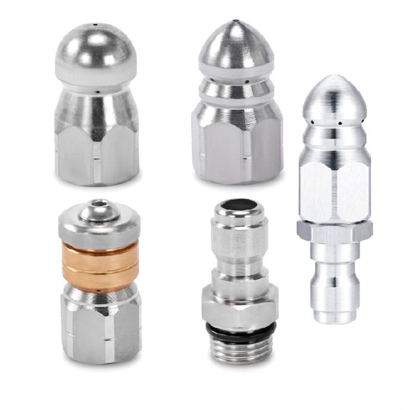 

AEE4-Sewer Jetter Nozzle For Pressure Washer,Drain Cleaning Nozzle Tips Kit For Drain Jetter Hose,1/4In Quick Connect,5000PSI срібний