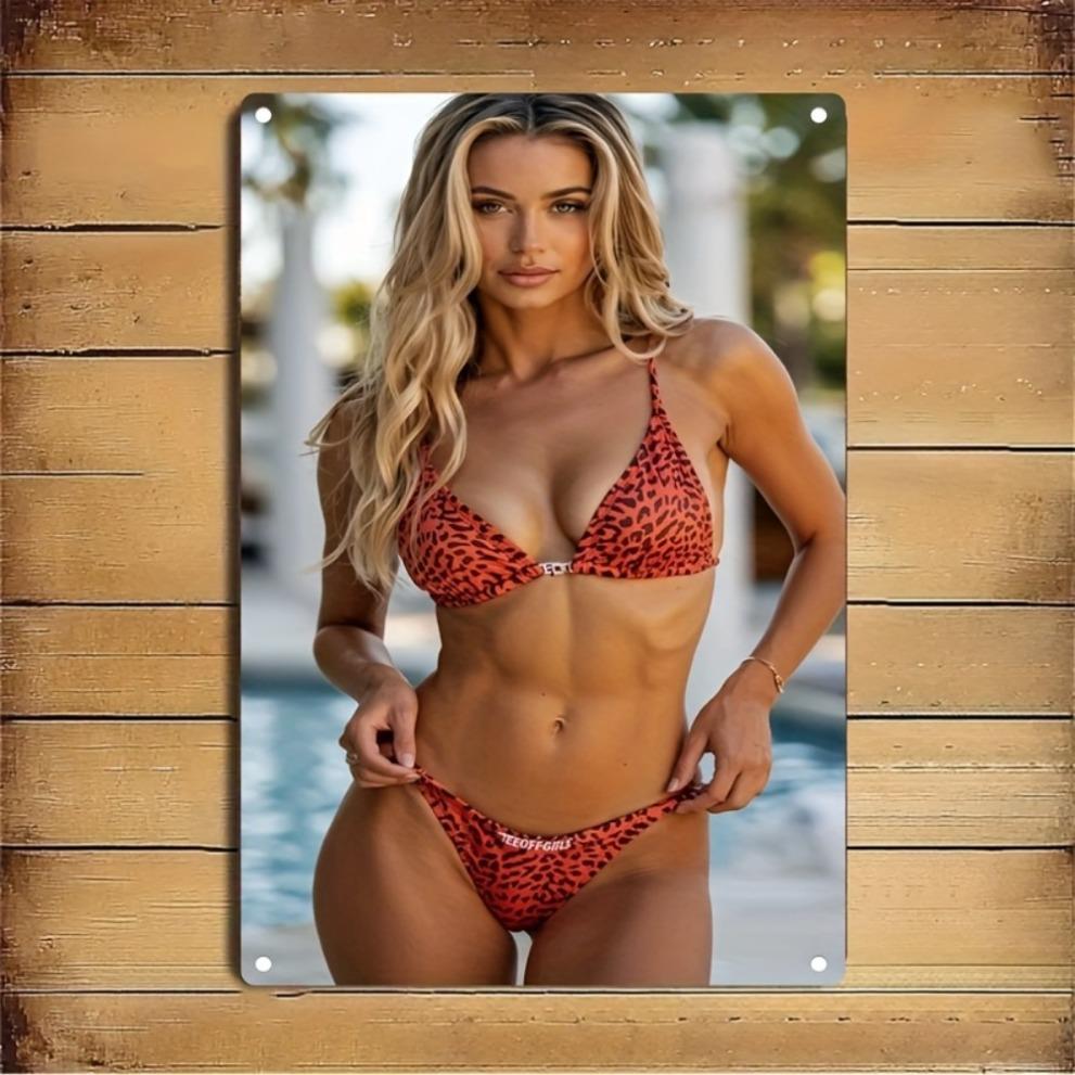 Decorazione Murale Bikini in Metallo Bikini Rosso Leopardo Bianco Modello in Ferro per Casa Bar Caffetteria Grotta Facile da Installare Durevole Regalo di Natale