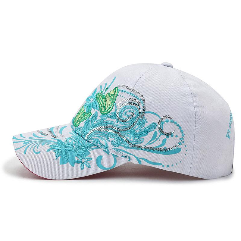 Spring and summer outdoor travel cap universal dome baseball cap embroidered floral decoration sunshade sun protection cap