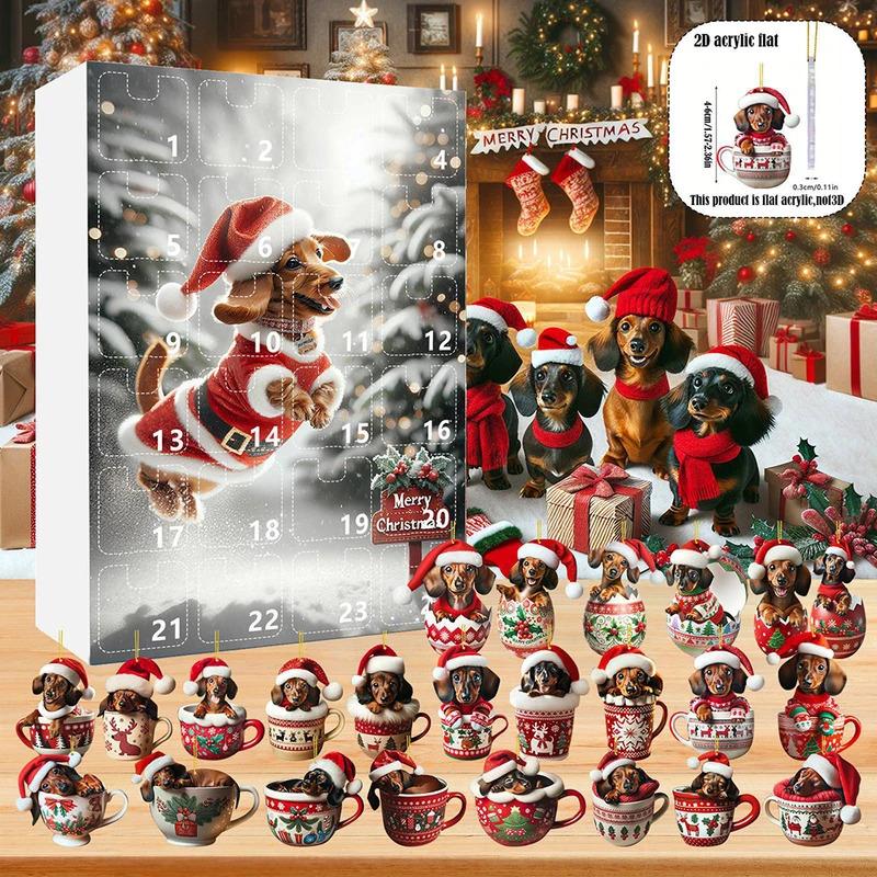 2025 Dachshunds 24 Days Christmas Countdown Calendar Dachshunds Figure Ornaments Xmas Advent Calendar Xmas Gifts for Dog Lover