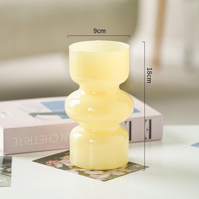 French Antique Glass Gourd Vase - Elegant Decor for Living Room Flower Arrangements