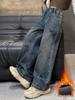 Girls' 2025 Fleece-Lined Wide-Leg Denim Pants - Autumn/Winter Style
