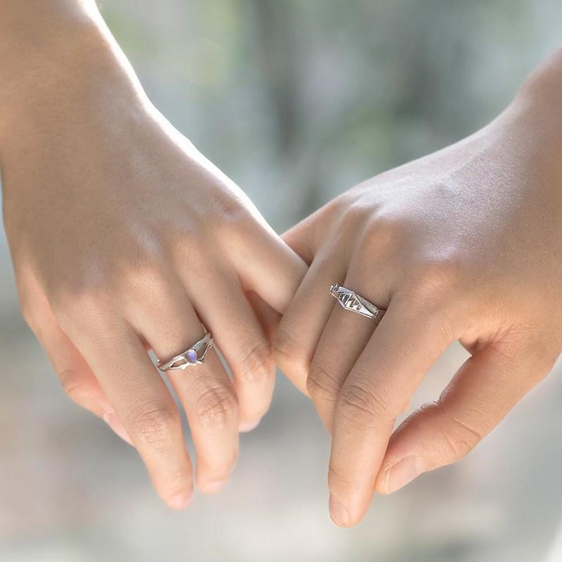 Princess Knight Couple Rings: Chinese Style Fossilized Tooth Design, Fashion Trend, Student Accessories, Non-fading Gift.