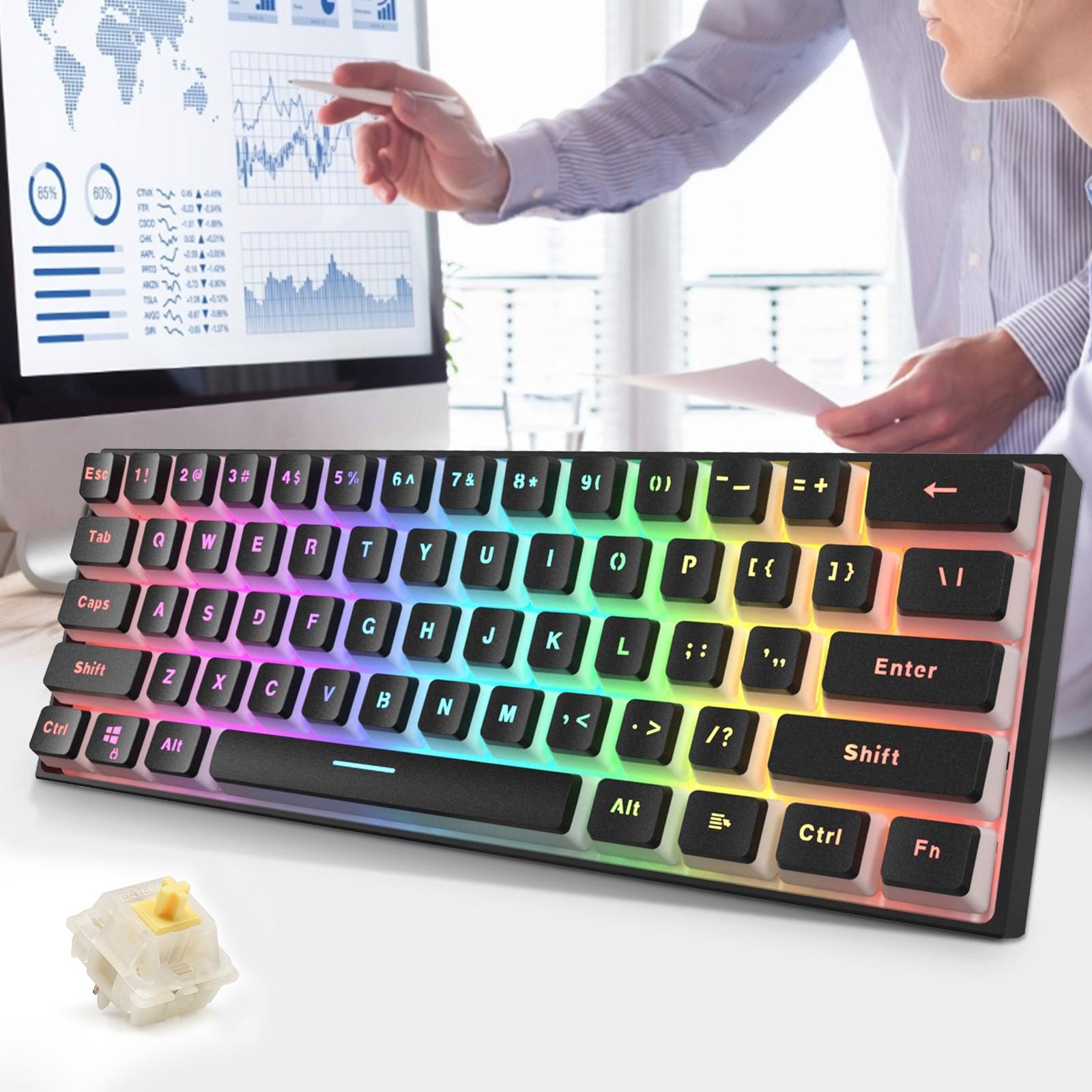 

Sagit PK61 61 клавиша с желтыми переключателями USB Проводная водонепроницаемая игровая механическая клавиатура с подсветкой
