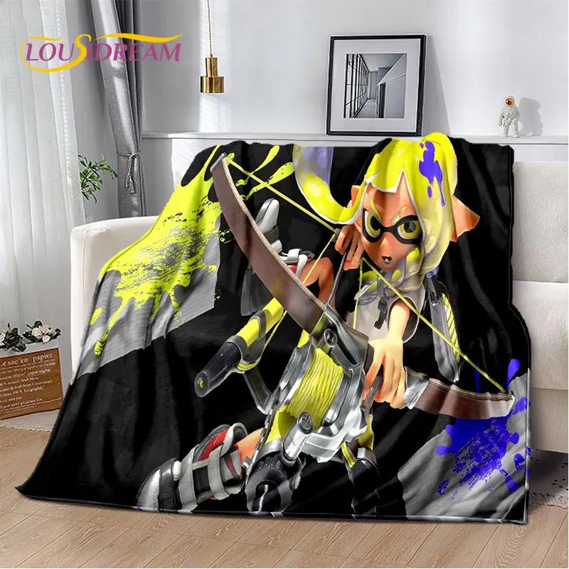 Oyunlar, Splatoon, Karikatür Yumuşak Peluş Battaniye, Flanel Battaniye Oturma Odası Yatak Odası Yatak Kanepe Piknik Örtüsü için Battaniye Atmak Bettdecke