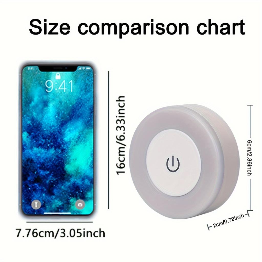 3 Colors Adjustable Touch LED Light Portable Wireless Cabinet Light, Dimmable Light Bedroom Kitchen Counter Stairs Hallway