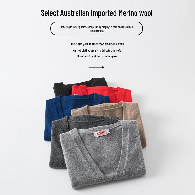 Hengyuanxiang Men's Pure Wool Button Vest Cardigan