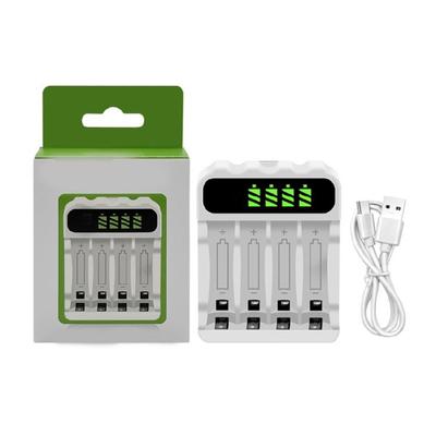 Lightweight USB C Battery Charging Base 4-Slot LCD Display for NiMH 2A 3A Rechargeable Batteries Charging Performances