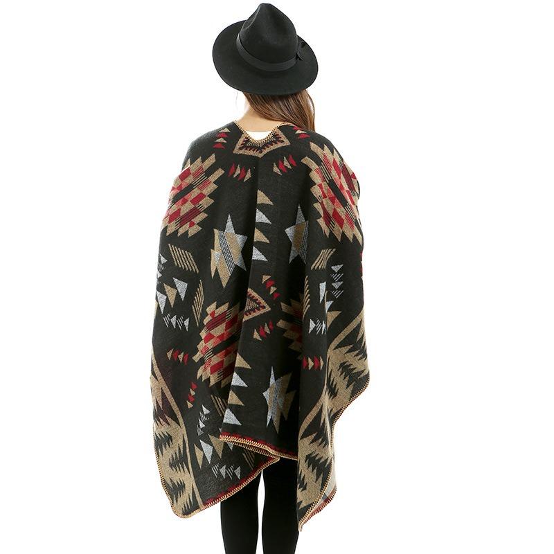 Geometric rhombus imitation cashmere shawl